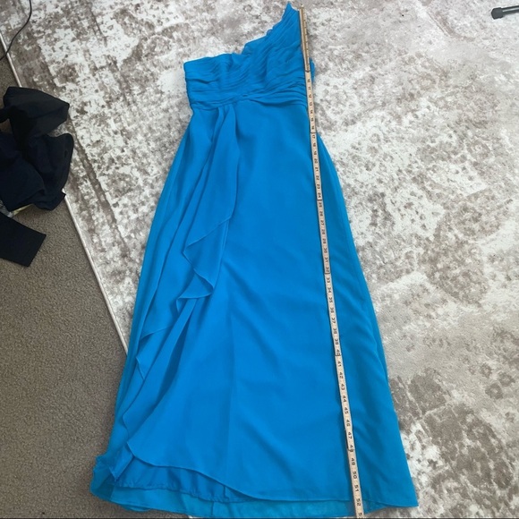 Chiffon cascading one shoulder dress from David’s Bridal in the color blue SZ 2 - Picture 7 of 10